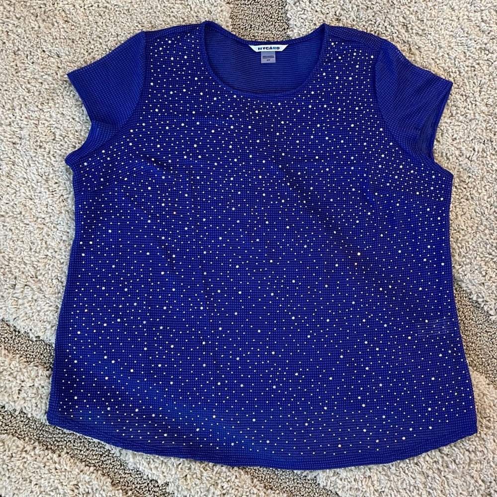 Peter Nygard Embellished Rhinestone Top Plus Size 2X STUNNING! ❤️❤️